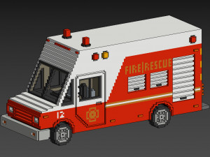 Voxel Fire Rescue Van Modelo 3D
