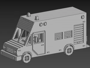 Voxel Fire Rescue Van 3D Model