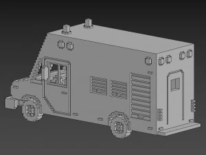 Voxel Fire Rescue Van 3D Model