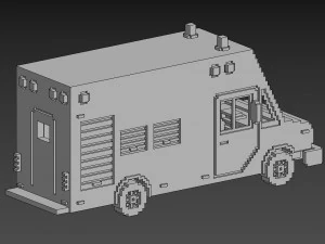 Voxel Fire Rescue Van 3D Model