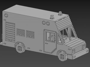 Voxel Fire Rescue Van 3D Model