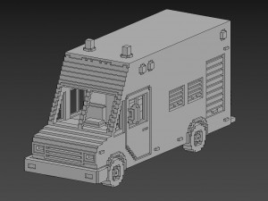 Voxel Fire Rescue Van Modelo 3D