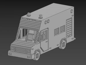 Voxel Fire Rescue Van 3D Model