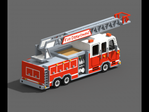Voxel Fire Truck Model 3D