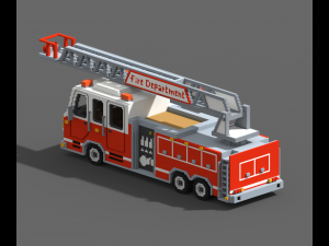 Voxel Fire Truck Model 3D