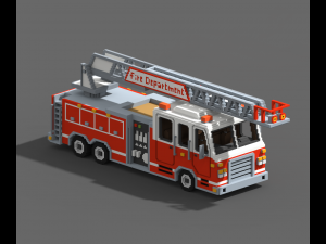 Voxel Fire Truck Model 3D