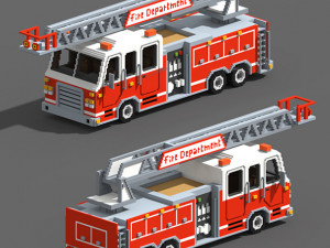 Voxel Fire Truck Model 3D