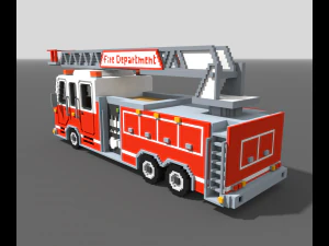 복셀 소방차 3D 모델
