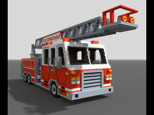 Voxel Fire Truck Model 3D