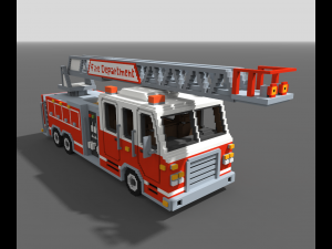 Voxel Fire Truck Model 3D