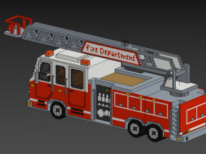 Voxel Fire Truck Model 3D