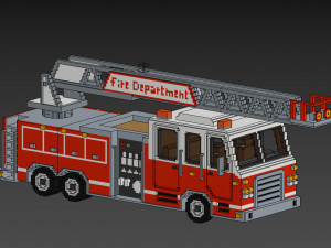 Voxel Fire Truck Model 3D