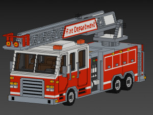 Voxel Fire Truck Model 3D