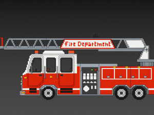 Voxel Fire Truck Model 3D