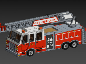 Voxel Fire Truck Model 3D