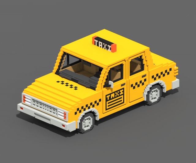 Voxel Taxi 3D Model .c4d .max .obj .3ds .fbx .stl .blend 