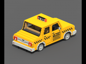Voxel Taxi 3D Model