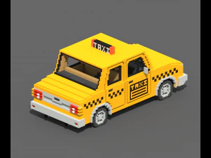 Voxel Taxi 3D Model