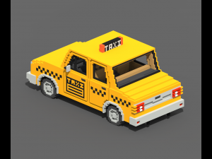 Voxel Taxi 3D Model