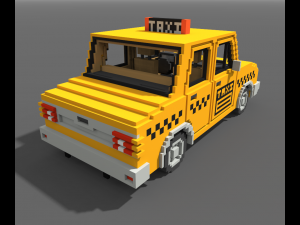 Voxel Taxi 3D Model