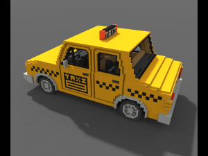 Voxel Taxi 3D Model