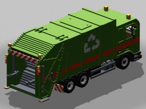Voxel Garbage Truck 3D Model