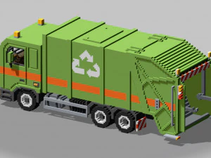 Voxel Garbage Truck 3D Model