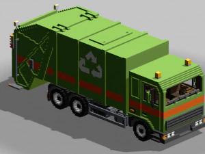 Voxel Garbage Truck 3D Model