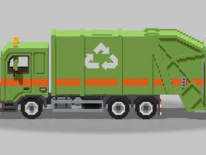Voxel Garbage Truck Model 3D