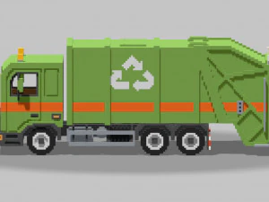 Voxel Garbage Truck 3D Model