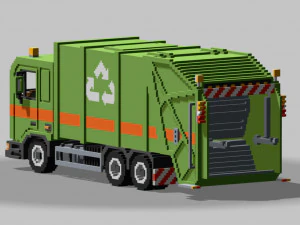 Voxel Garbage Truck 3D Model