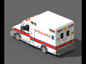 복셀 구급차 3D 모델