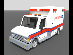 복셀 구급차 3D 모델