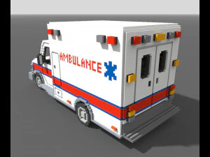 복셀 구급차 3D 모델