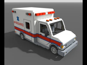 복셀 구급차 3D 모델