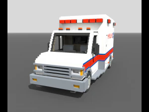 복셀 구급차 3D 모델