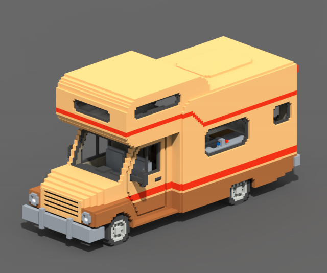 Voxel Motorhome Model 3D .c4d .max .obj .3ds .fbx .stl .blend 
