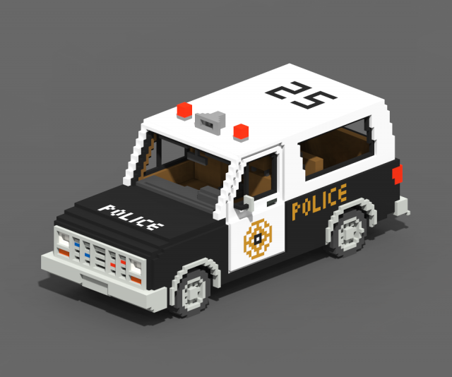 Voxel Police SUV Model 3D .c4d .max .obj .3ds .fbx .stl .blend 
