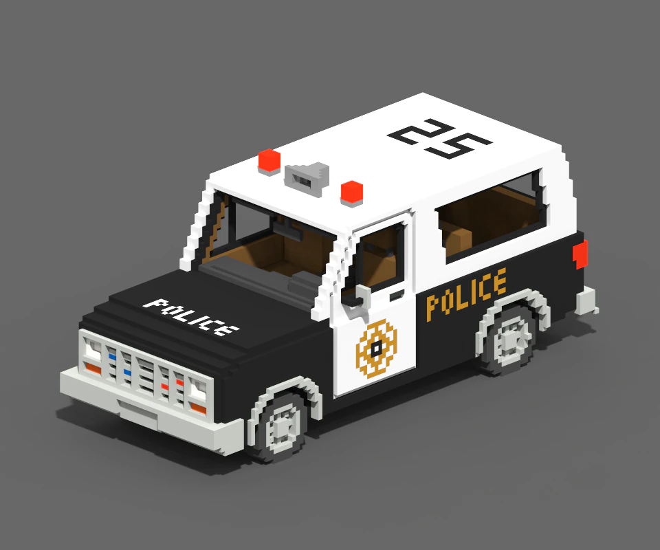 Voxel Police SUV 3D Model .c4d .max .obj .3ds .fbx .stl .blend 
