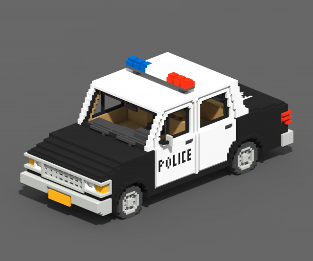 Voxel Police Car Modèle 3D .c4d .max .obj .3ds .fbx .stl .blend 