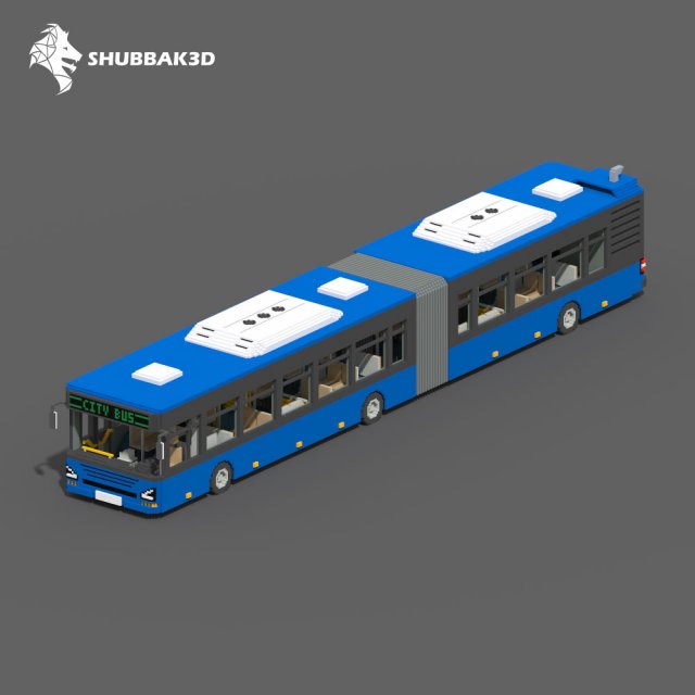 Voxel Articulated Bus Model 3D .c4d .max .obj .3ds .fbx .stl .blend 