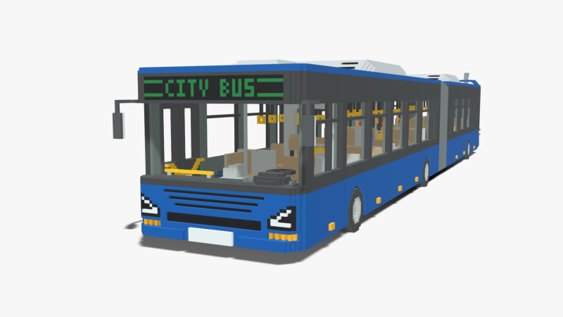 Voxel Articulated Bus 3D Model .c4d .max .obj .3ds .fbx .stl .blend