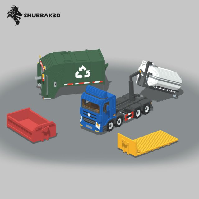 Voxel Hook lift Pack 5 Items Modello 3D .c4d .max .obj .3ds .fbx .stl .blend 