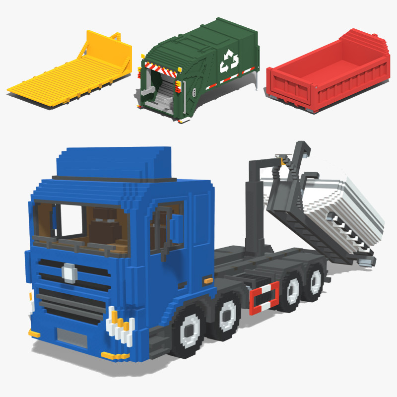 Voxel Hook lift Pack 5 Items 3D Model .c4d .max .obj .3ds .fbx .stl .blend