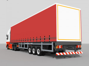 Voxel Truck and Curtain Trailer Modelo 3D