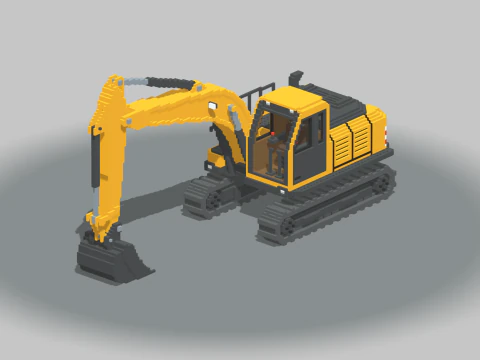 Escavatore Voxel Modello 3D