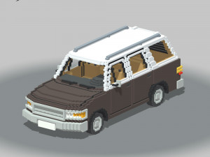 Voxel Wagon Car 3D Model