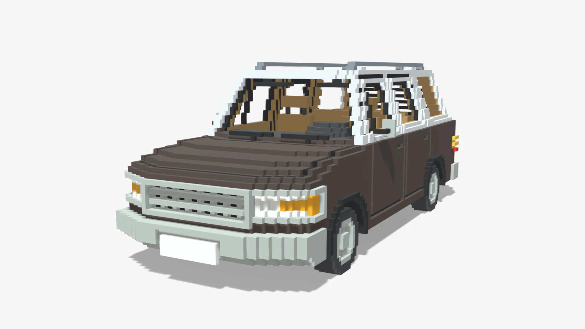 Voxel Wagon Car 3D Model .c4d .max .obj .3ds .fbx .stl .blend 