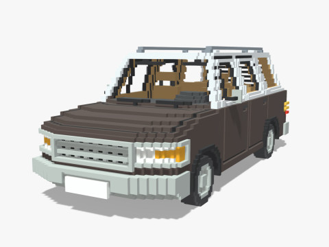 Voxel Wagon Car 3D Model