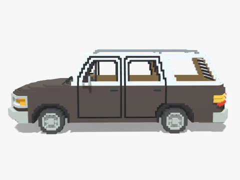 Voxel Wagon Car 3D Model